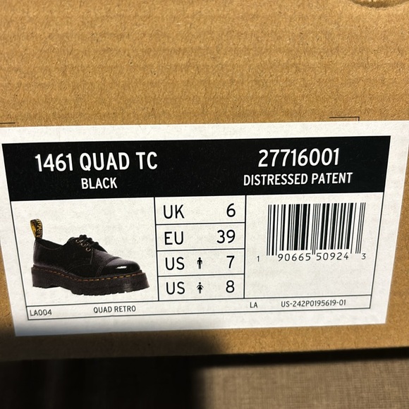 Dr Martens 1461 Quad TC Womens Size 8 Black Distressed Patent Leather - Picture 7 of 7